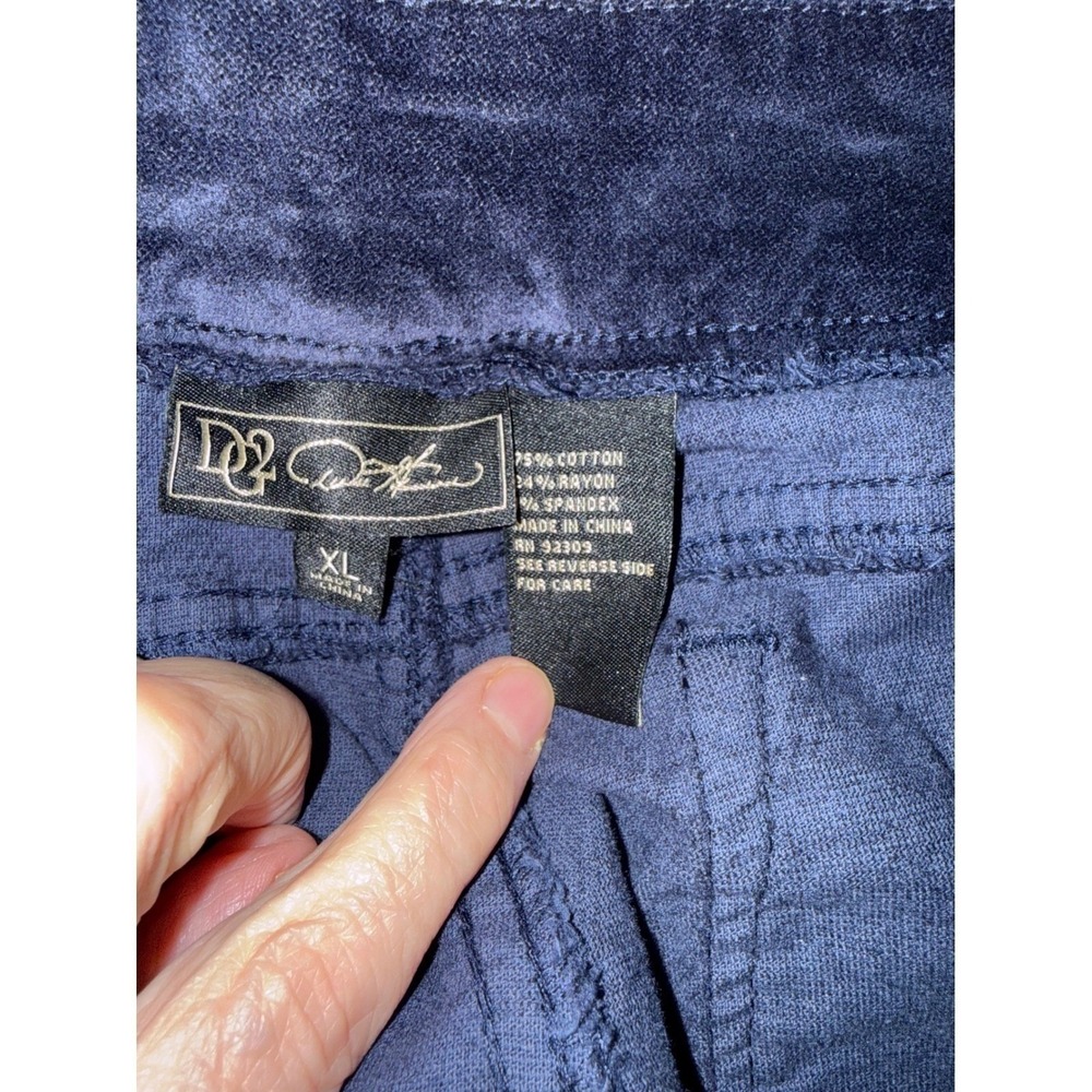 DG2 Diane Gilman Navy Blue Velvet Look Pull On Pants XL - Picture 6 of 7